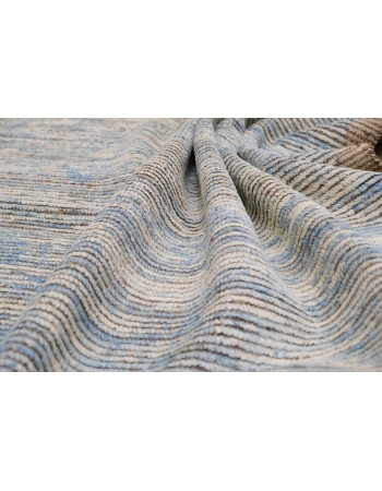 Blue Modern Hand Knotted Wool Rug - 5` 10″ x 8` 2″