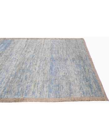 Blue Modern Hand Knotted Wool Rug - 5` 10″ x 8` 2″