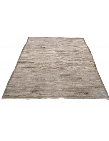Taupe & Brown Hand Knotted Wool Rug - 4` 2″ x 8″