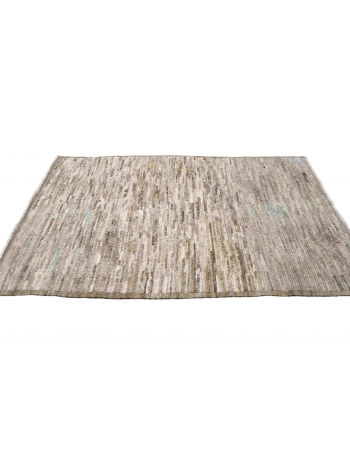 Taupe & Brown Hand Knotted Wool Rug - 4` 2″ x 8″