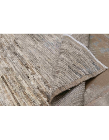 Taupe & Brown Hand Knotted Wool Rug - 4` 2″ x 8″