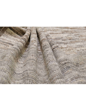 Taupe & Brown Hand Knotted Wool Rug - 4` 2″ x 8″