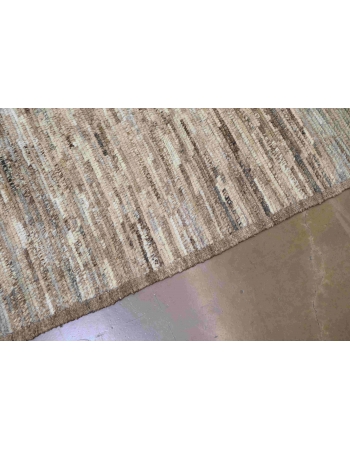 Taupe & Brown Hand Knotted Wool Rug - 4` 2″ x 8″