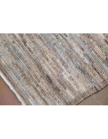 Taupe & Brown Hand Knotted Wool Rug - 4` 2″ x 8″