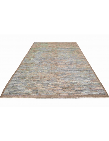 Brown & Grey Modern Wool Rug - 5` 5″ x 8` 4″