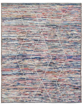 Modern Multicolor Handknotted Wool Rug - 9` 1″ x 11` 4″