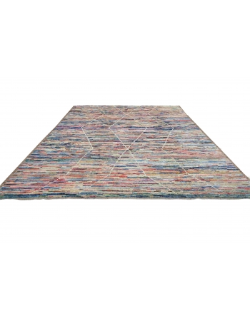 Modern Multicolor Handknotted Wool Rug - 9` 1″ x 11` 4″