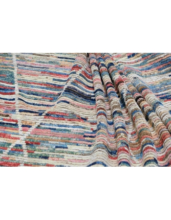Modern Multicolor Handknotted Wool Rug - 9` 1″ x 11` 4″