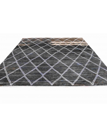 Blue & Black Modern Wool Rug - 8` 1″ x 10`