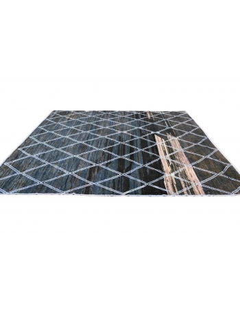 Blue & Black Modern Wool Rug - 8` 1″ x 10`