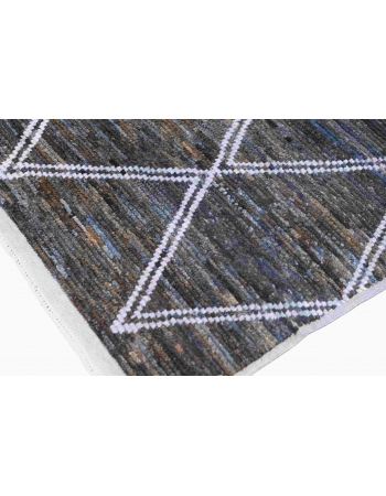 Blue & Black Modern Wool Rug - 8` 1″ x 10`