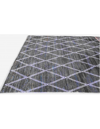 Blue & Black Modern Wool Rug - 8` 1″ x 10`