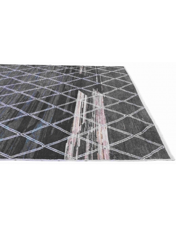 Blue & Black Modern Wool Rug - 8` 1″ x 10`