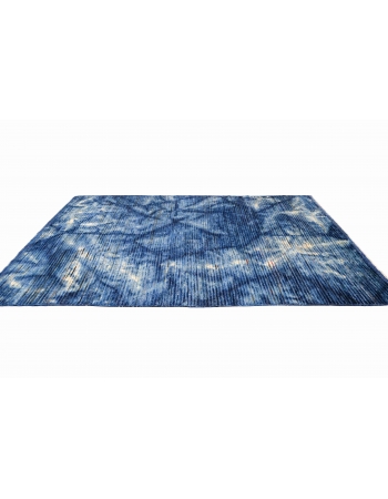 Blue Hand Knotted Modern Wool Rug - 6` 10″ x 9` 7″