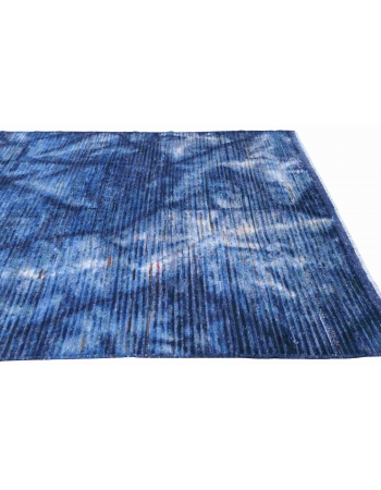 Blue Hand Knotted Modern Wool Rug - 6` 10″ x 9` 7″