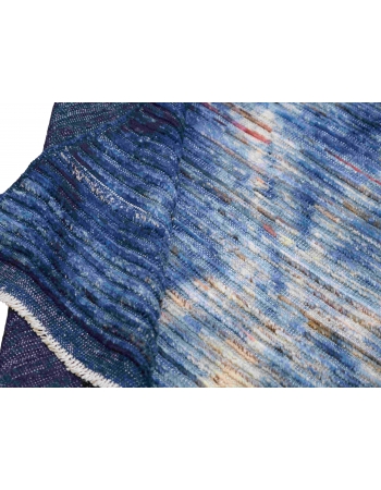 Blue Hand Knotted Modern Wool Rug - 6` 10″ x 9` 7″