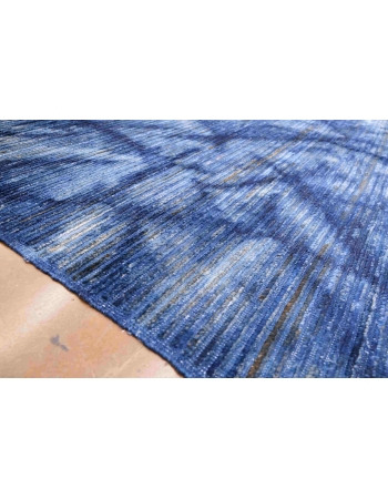 Blue Hand Knotted Modern Wool Rug - 6` 10″ x 9` 7″