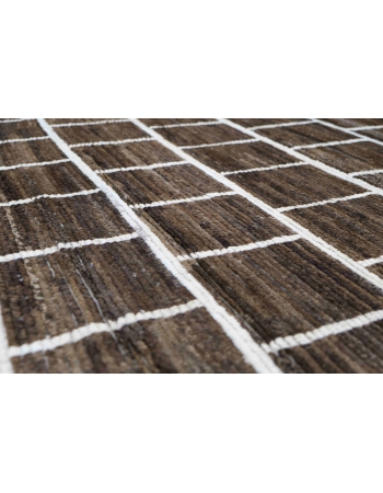 Natural & Brown Hand Knotted Wool Rug - 8` x 11` 8″