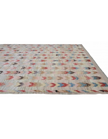 Modern Multicolor Hand Knotted Wool Rug - 13` 3″ x 14`