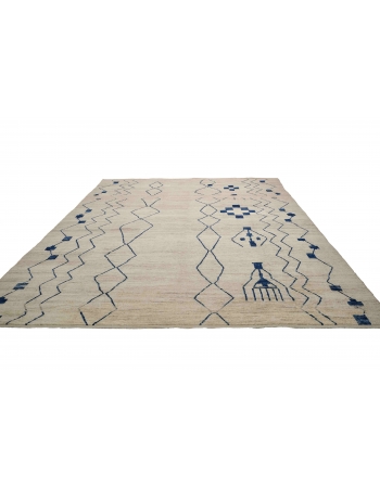 Blue & Cream Oversized Modern Rug - 13` x 15` 2″