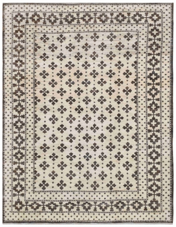 Natural & Brown Hand Knotted Wool Rug - 10' 8" x 13' 8"