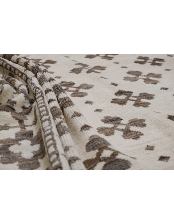 Natural & Brown Hand Knotted Wool Rug - 10` 8″ x 13` 8″