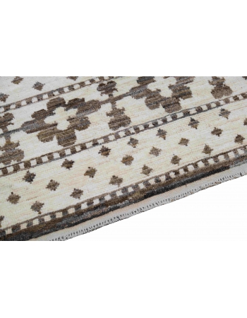 Natural & Brown Hand Knotted Wool Rug - 10` 8″ x 13` 8″