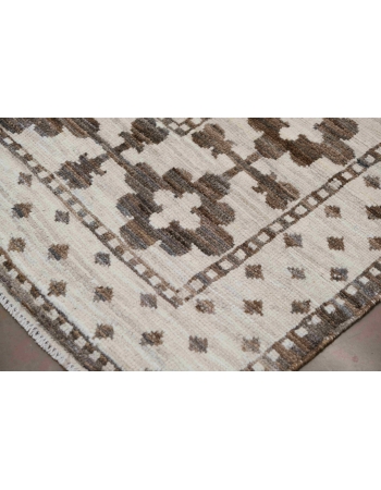 Natural & Brown Hand Knotted Wool Rug - 10` 8″ x 13` 8″
