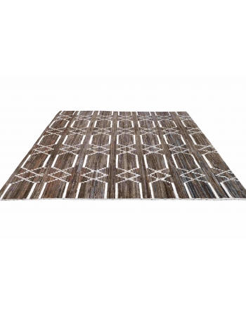 Brown & Natural Modern Wool Rug - 8` 3″ x 9` 3″