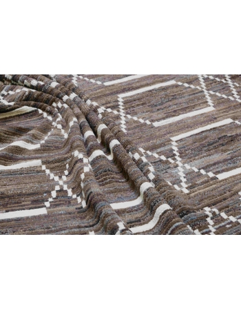 Brown & Natural Modern Wool Rug - 8` 3″ x 9` 3″