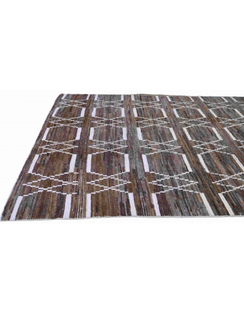 Brown & Natural Modern Wool Rug - 8` 3″ x 9` 3″