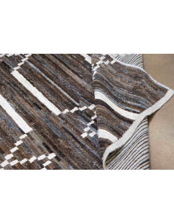 Brown & Natural Modern Wool Rug - 8` 3″ x 9` 3″