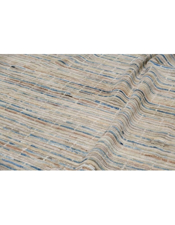 Blue & Cream Modern Wool Rug - 6` 7″ x 10`