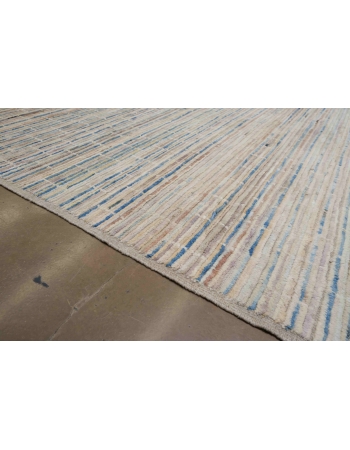 Blue & Cream Modern Wool Rug - 6` 7″ x 10`