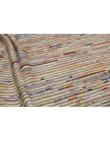 Modern Multicolor Hand Knotted Wool Rug - 6` 9″ x 9` 7″