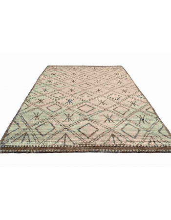 Brown & Natural Modern Wool Rug - 6` 1″ x 8` 8″