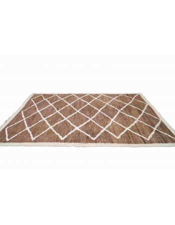 Brown & White Modern Wool Rug - 6` 4″ x 10` 1″