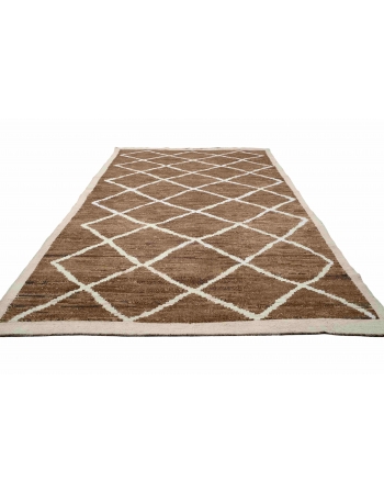 Brown & White Modern Wool Rug - 6` 4″ x 10` 1″