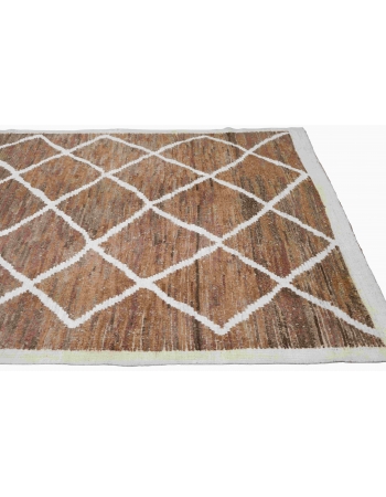 Brown & White Modern Wool Rug - 6` 4″ x 10` 1″