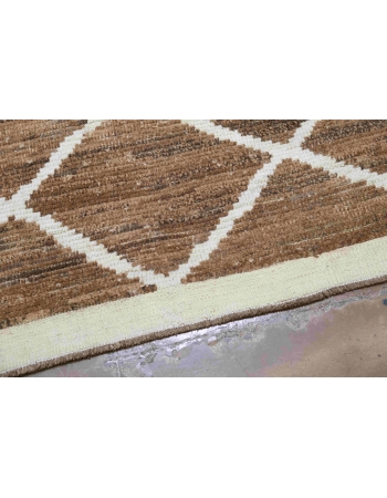 Brown & White Modern Wool Rug - 6` 4″ x 10` 1″