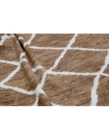 Brown & White Modern Wool Rug - 6` 4″ x 10` 1″