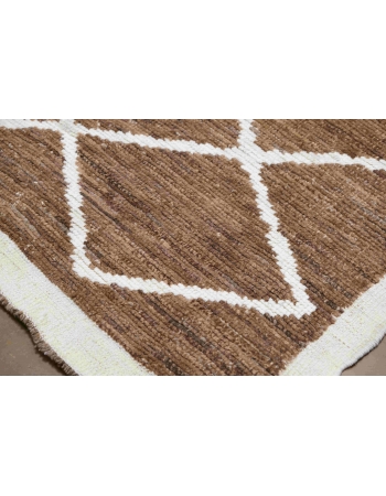 Brown & White Modern Wool Rug - 6` 4″ x 10` 1″