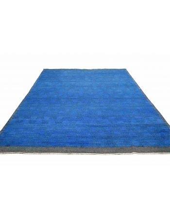 Blue Hand Knotted Modern Wool Rug - 8` x 9` 5″