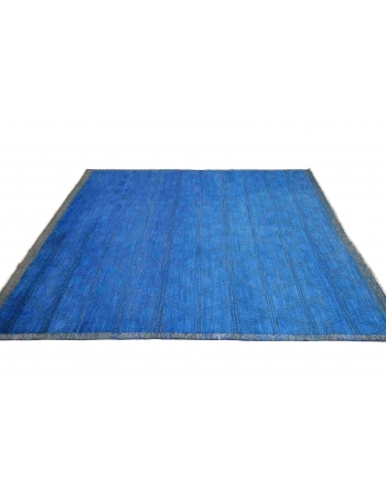 Blue Hand Knotted Modern Wool Rug - 8` x 9` 5″