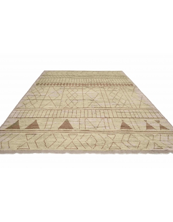 Neutral & Brown Modern Wool Rug - 9` 2″ x 11` 7″