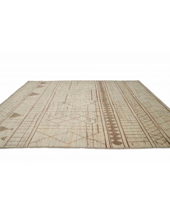 Neutral & Brown Modern Wool Rug - 9` 2″ x 11` 7″