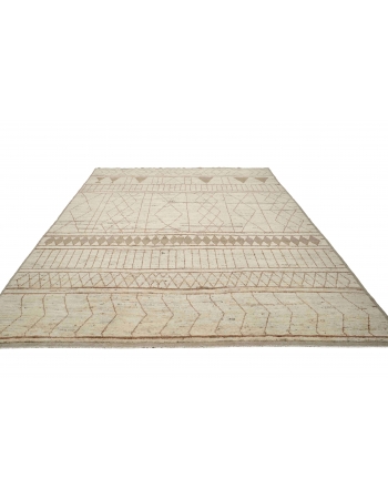 Neutral & Brown Modern Wool Rug - 9` 2″ x 11` 7″