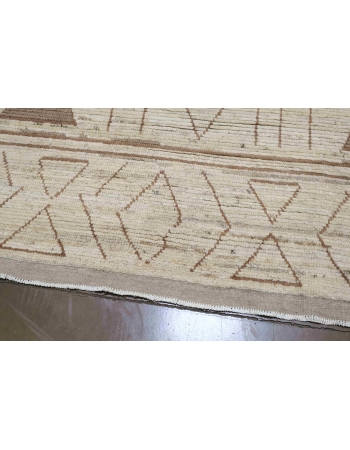 Neutral & Brown Modern Wool Rug - 9` 2″ x 11` 7″