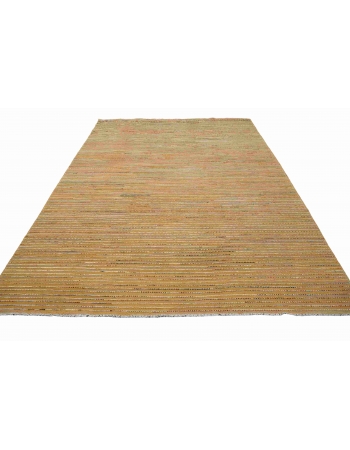 Gold Modern Hand Knotted Wool Rug - 6` 10″ x 9` 7″