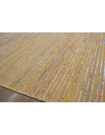 Gold Modern Hand Knotted Wool Rug - 6` 10″ x 9` 7″